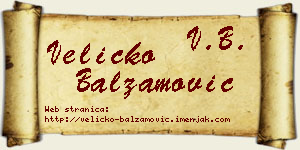 Veličko Balzamović vizit kartica